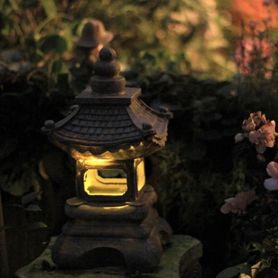 garden pagoda lantern in the dark
