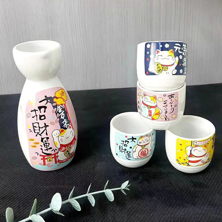 ceramic cat sake set