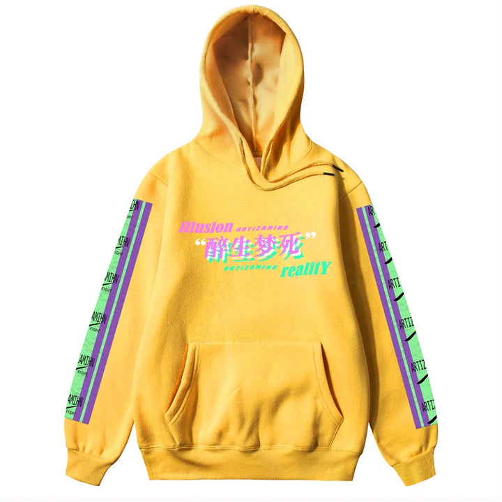 yellow japanese retro hoodie