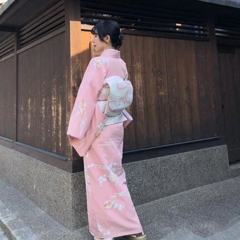 woman wearing cotton kimono robes for women