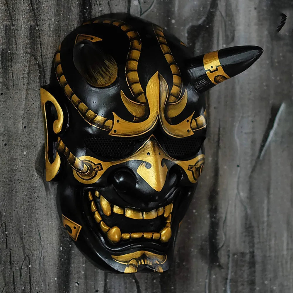 gold japanese mask demon