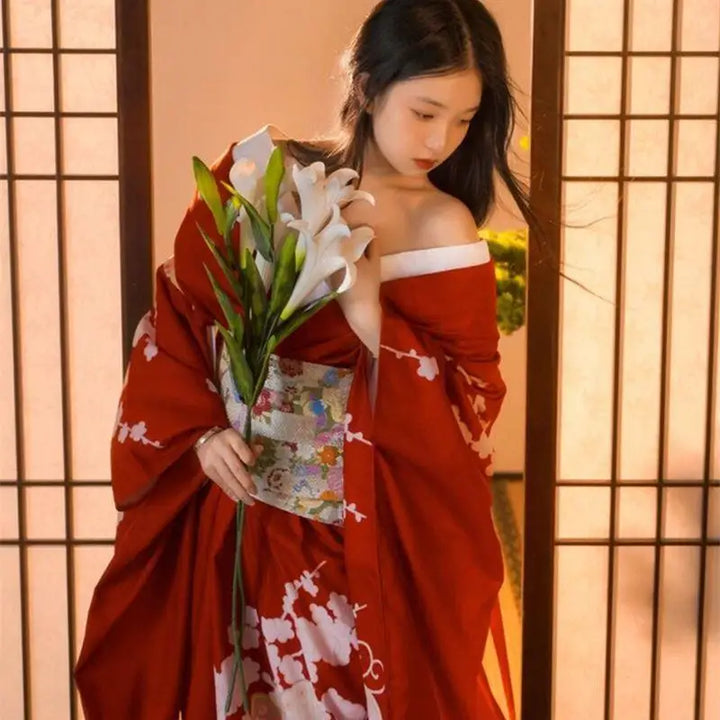 red kimono robe