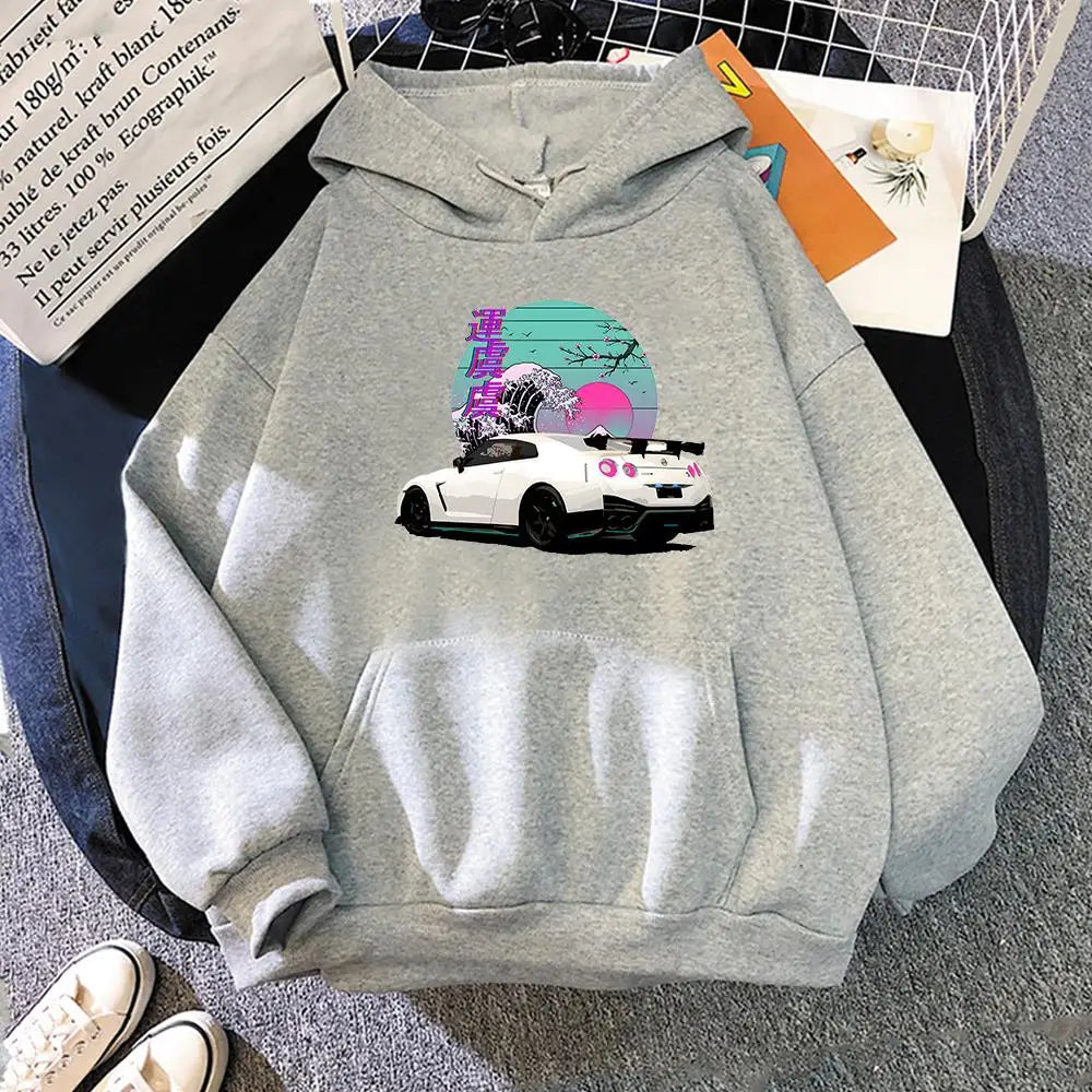 grey japanese car hoodie