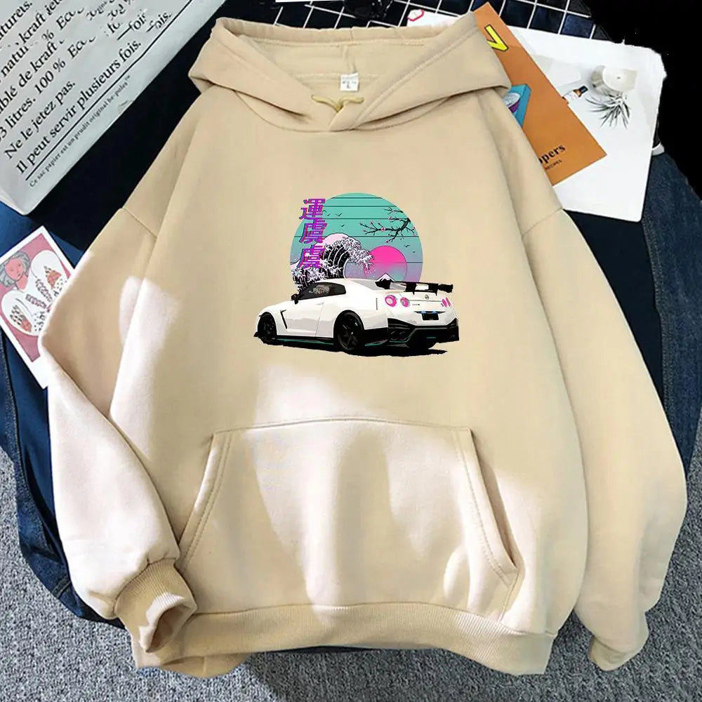 khaki japanese car hoodie