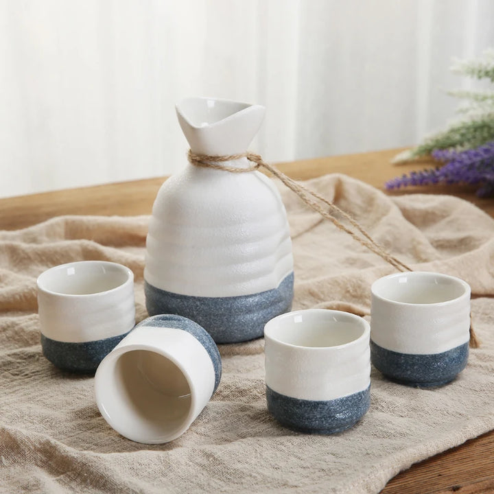 authentic japanese sake set with warmeron a table