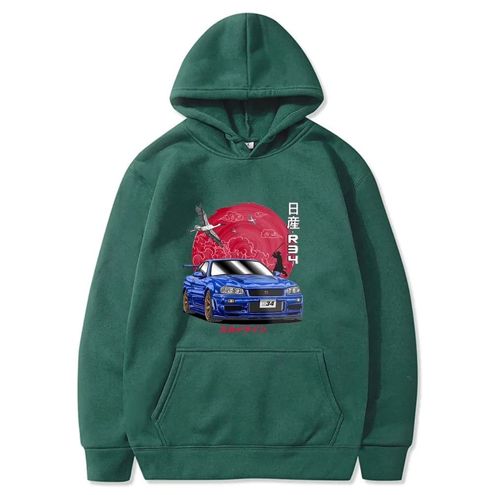 dark green nissan gtr hoodie