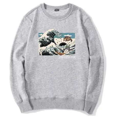 Great Wave Off Kanagawa grey Hoodie