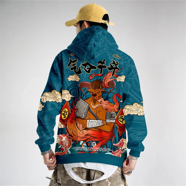 back of japanese animal hoodie