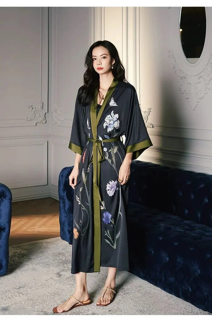 woman wearing japanese style dressing gown