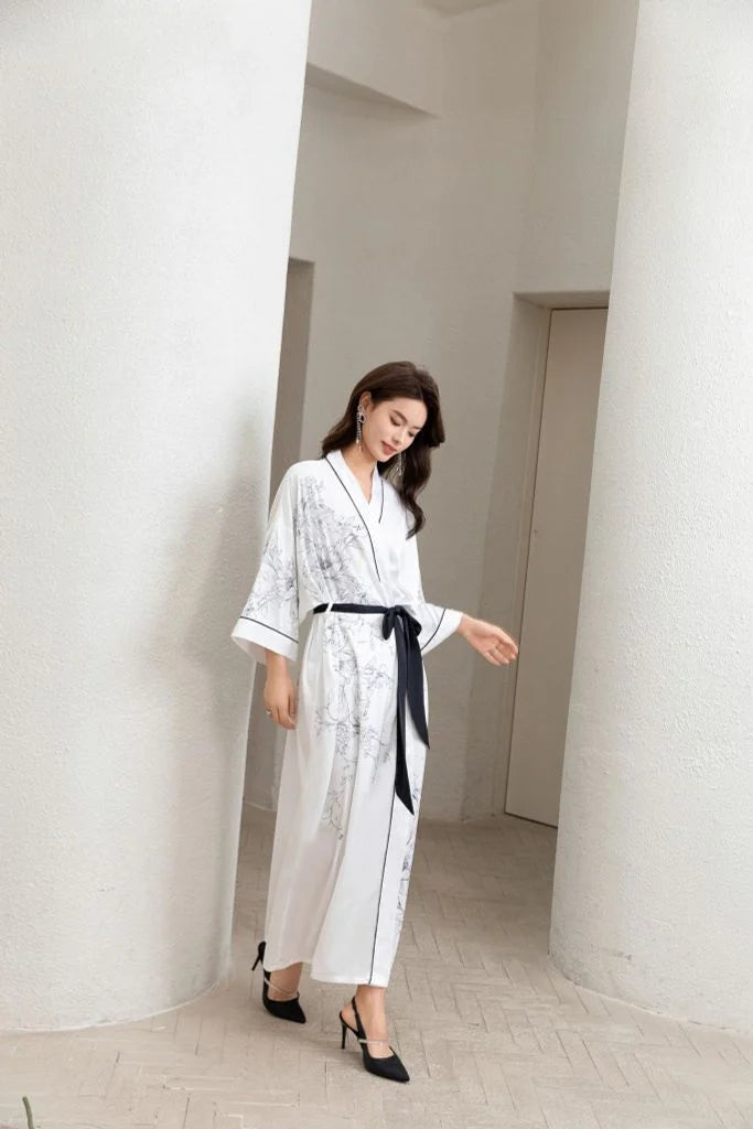 floral japanese silk dressing gown