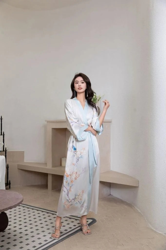 woman wearing japanese pajamas muji